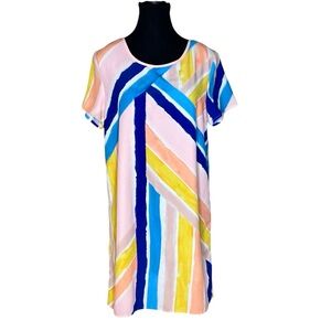 MINKPINK Pale Pink Asymmetrical Shift Mini Dress Short Sleeve Geometric Small